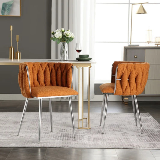 COOLMORE Leisure Dining Chairs Accent Chair Velvet Accent Lounge Chair With Metal Feet 2PC/SET-海智集-Default-