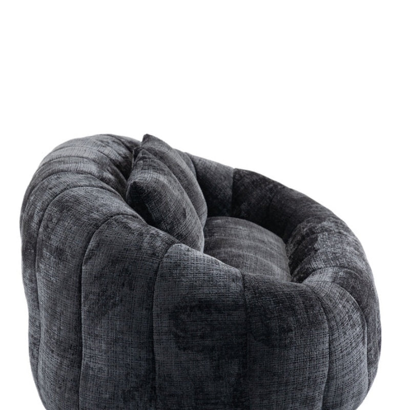 High Back Durable Comfort Bean Bag Sofa Couch for Adults and Kids, Black Chenille-海智集-Default-