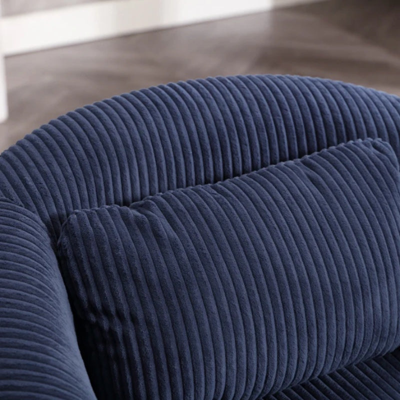 COOLMORE Living Room Accent Barrel Chair, Century Modern Style Decorative Chair, Armchair for Living Room with Thick Cushions and Pillows, Comfy Single Sofa Chair, Chair with Wooden Legs,Blue-海智集-Default-