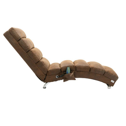 Linen Massage Chaise Lounge Indoor with Remote Control, Ergonomic Electric Massage Long Lounger, Coffee-海智集-Default-