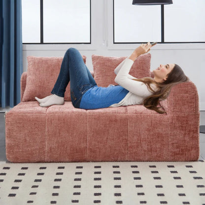 UNITED WE WIN Chenille Loveseat Sofa,Minimalist Modular Couches Sleeper for Living Room Bedroom Apartment Lounge-海智集-Default-