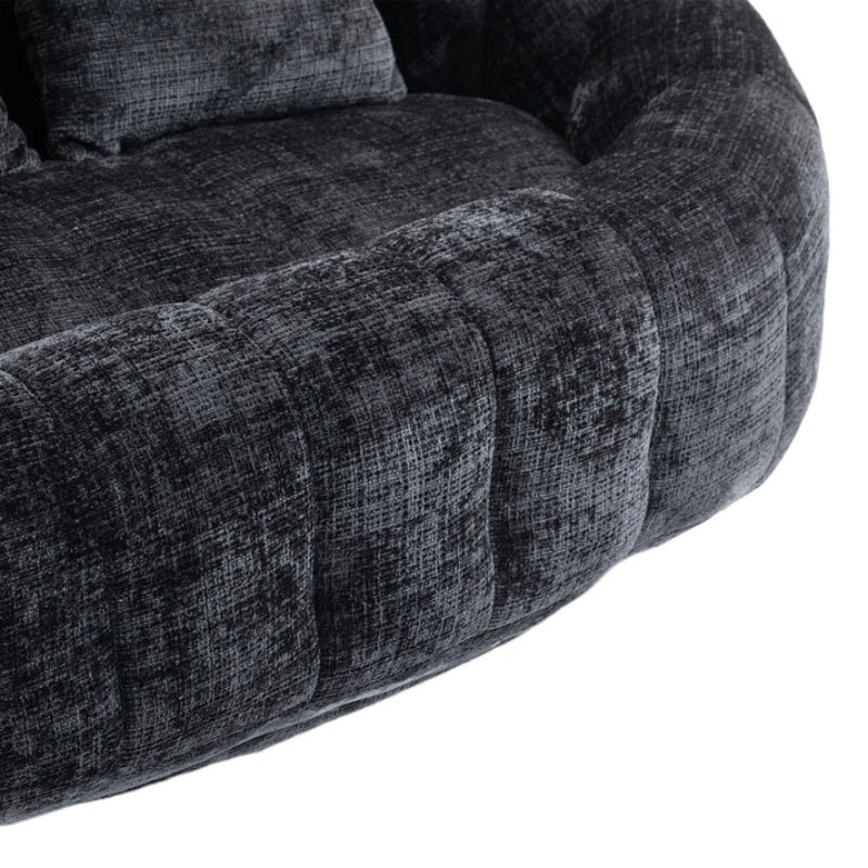 High Back Durable Comfort Bean Bag Sofa Couch for Adults and Kids, Black Chenille-海智集-Default-