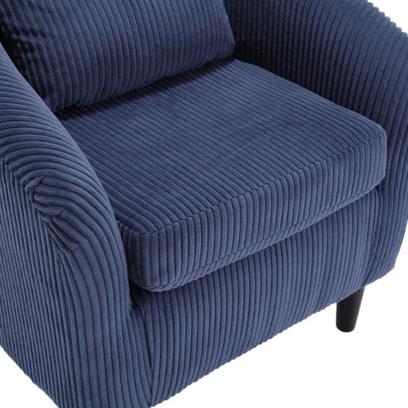 COOLMORE Living Room Accent Barrel Chair, Century Modern Style Decorative Chair, Armchair for Living Room with Thick Cushions and Pillows, Comfy Single Sofa Chair, Chair with Wooden Legs,Blue-海智集-Default-