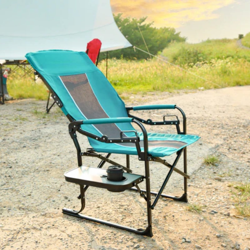 Camping Directors Chair, Heavy Duty,Oversized Portable Folding Chair with Side Table, Pocket for Beach, Fishing,Trip,Picnic,Lawn Blue-海智集-Default-