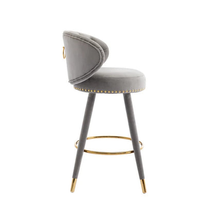 COOLMORE Counter Height Bar Stools Set of 2 for Kitchen Counter Solid Wood Legs with a fixed height of 360 degrees-海智集-Default-