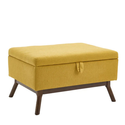Mid-century modern square coffee table storage bench, assembled, suitable for living room, entryway and family room, used as a coffee table, stirrups, shoe bench-海智集-Default-