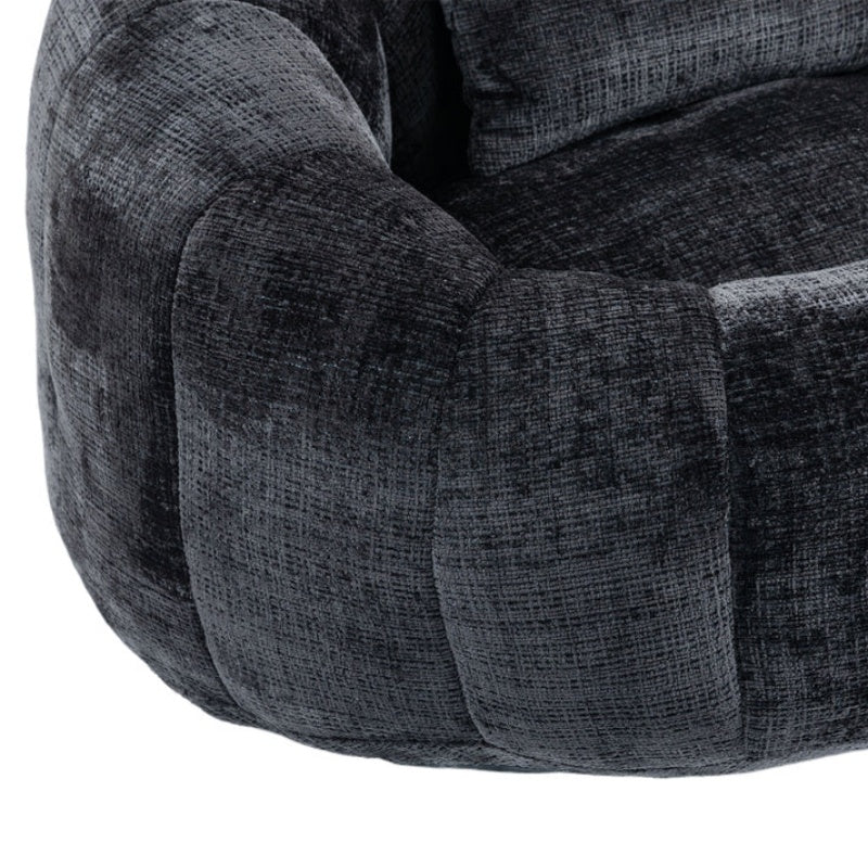 High Back Durable Comfort Bean Bag Sofa Couch for Adults and Kids, Black Chenille-海智集-Default-