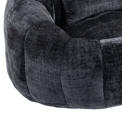 High Back Durable Comfort Bean Bag Sofa Couch for Adults and Kids, Black Chenille-海智集-Default-