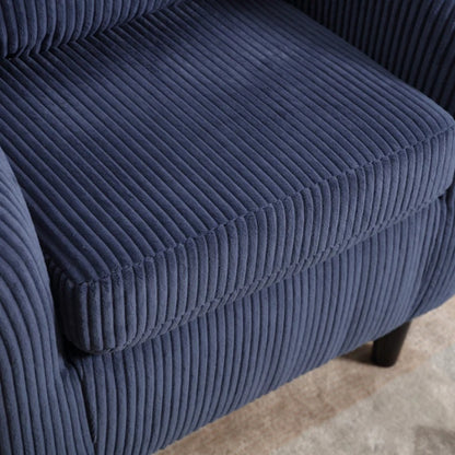 COOLMORE Living Room Accent Barrel Chair, Century Modern Style Decorative Chair, Armchair for Living Room with Thick Cushions and Pillows, Comfy Single Sofa Chair, Chair with Wooden Legs,Blue-海智集-Default-