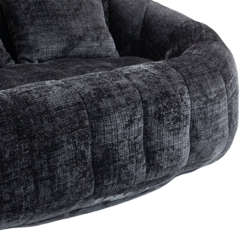 High Back Durable Comfort Bean Bag Sofa Couch for Adults and Kids, Black Chenille-海智集-Default-