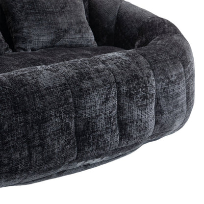 High Back Durable Comfort Bean Bag Sofa Couch for Adults and Kids, Black Chenille-海智集-Default-