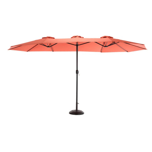 14.8 Ft Double Sided Outdoor Umbrella Rectangular Large with Crank ( Orange )(No Base)-海智集-Default-