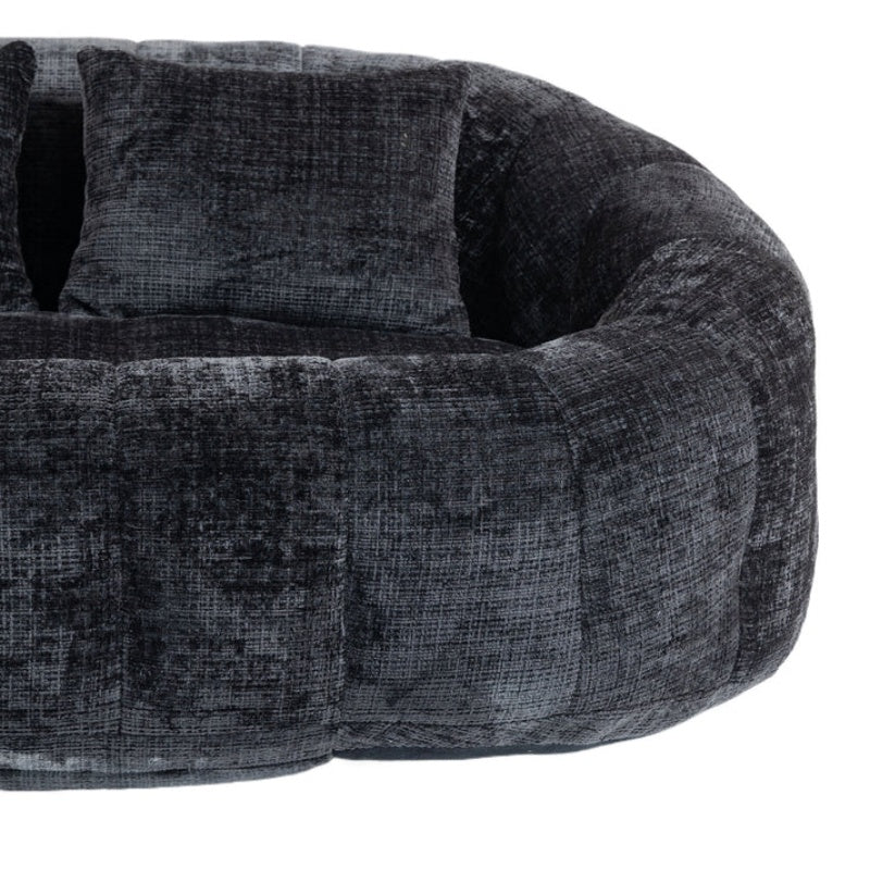 High Back Durable Comfort Bean Bag Sofa Couch for Adults and Kids, Black Chenille-海智集-Default-