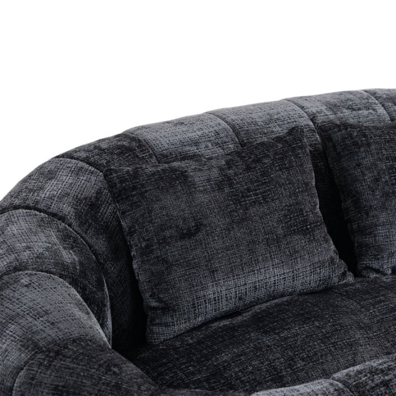 High Back Durable Comfort Bean Bag Sofa Couch for Adults and Kids, Black Chenille-海智集-Default-