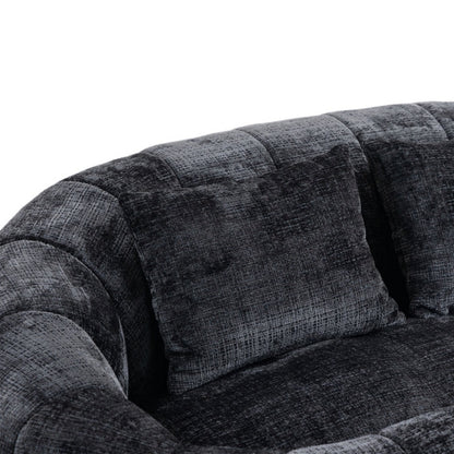 High Back Durable Comfort Bean Bag Sofa Couch for Adults and Kids, Black Chenille-海智集-Default-