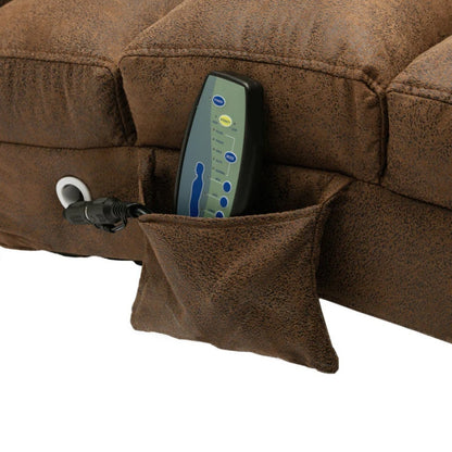 Linen Massage Chaise Lounge Indoor with Remote Control, Ergonomic Electric Massage Long Lounger, Coffee-海智集-Default-