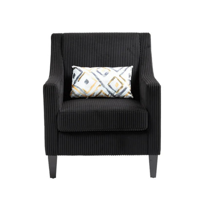 COOLMORE Modern Accent Chair,Upholstered Armchair with Scooped Arms for Bedroom,Apartment,Studio,Office,Waiting Room(Black Corduroy)-海智集-Default-