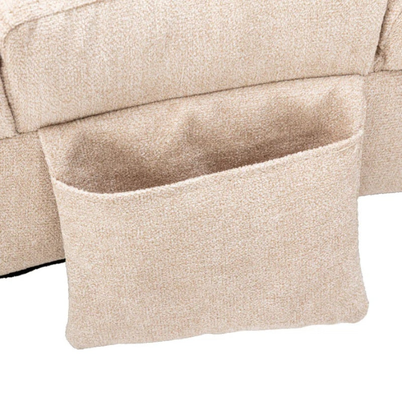 Linen Massage Chaise Lounge Indoor with Remote Control, Ergonomic Electric Massage Lounger in Beige-海智集-Default-
