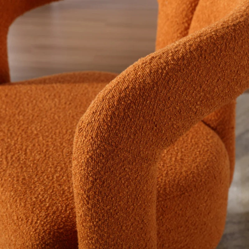 COOLMORE 360 Degree Swivel Cuddle Barrel Accent Chairs, Round Armchairs with Wide Upholstered, Fluffy Fabric Chair for Living Room, Bedroom, Office, Waiting Rooms (Orange Boucle)-海智集-Default-