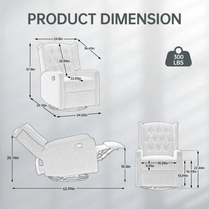 COOLMORE Rocking Recliner Chair,360 Degree Swivel Nursery Rocking Chair,Glider Chair,Modern Small Rocking Swivel Recliner Chair for Bedroom,Living Room Chair Home Theater Seat (Ovive Green)-海智集-Default-