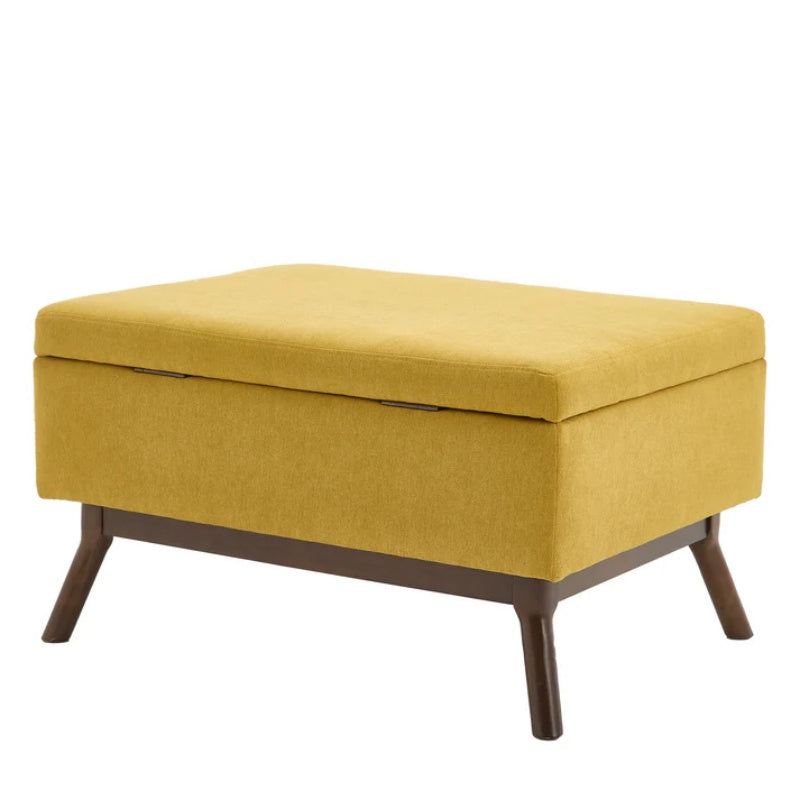 Mid-century modern square coffee table storage bench, assembled, suitable for living room, entryway and family room, used as a coffee table, stirrups, shoe bench-海智集-Default-
