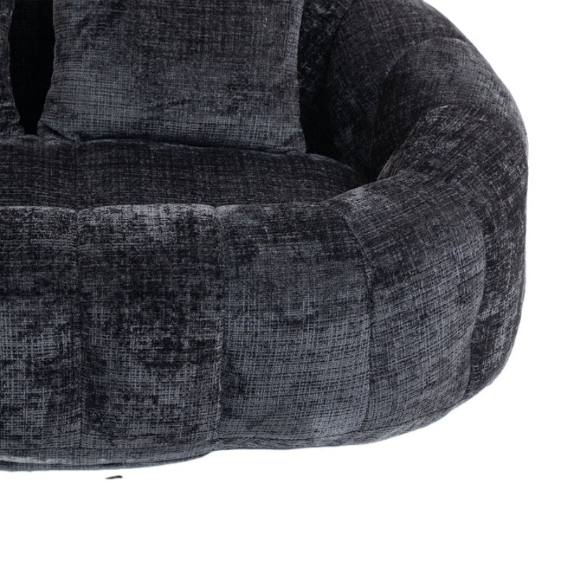 High Back Durable Comfort Bean Bag Sofa Couch for Adults and Kids, Black Chenille-海智集-Default-