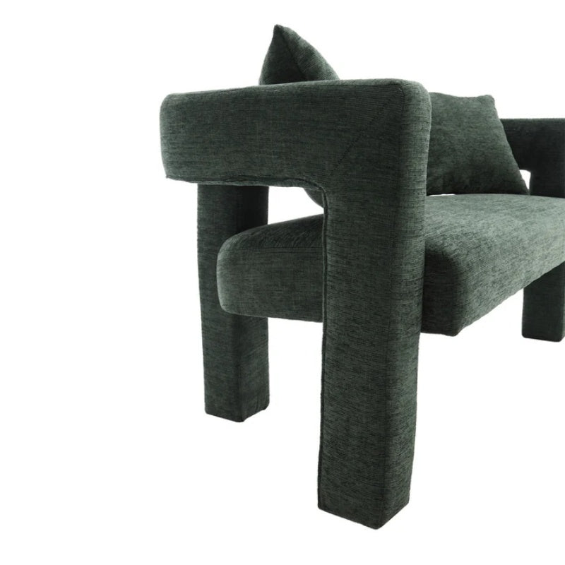 Modern Chenille Loveseat Sofa, Comfy Upholstered 2-Seater, Emerald, Small Accent Couch for Living Room or Bedroom-海智集-Default-
