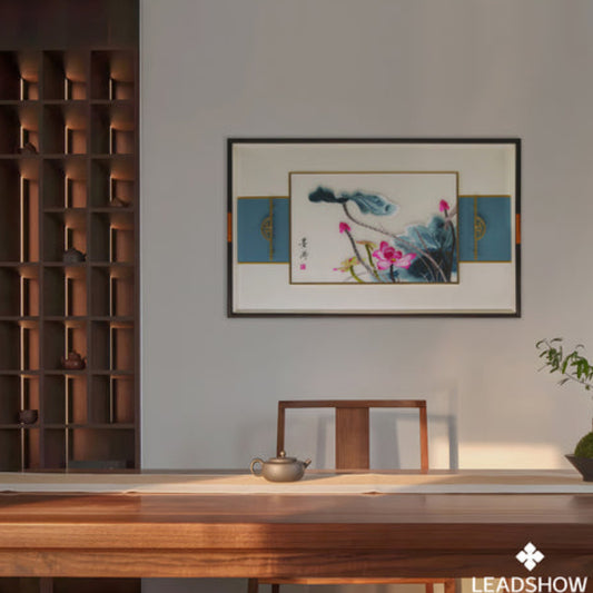 New Chinese Style Wall Art - Hand-Painted Ink Landscape Canvas Painting with Wood Frame, Oriental Home Decor for Living Room & Bedroom-海智集-