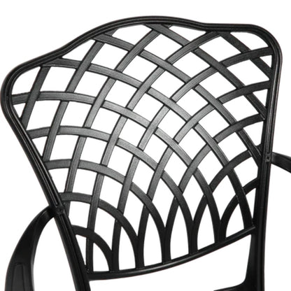 3 Piece Patio Bistro Set Cast Aluminum Bistro Table and Chairs Set of 2 with Umbrella Hole,All Weather Metal Bistro Table Set,Outdoor Patio Furniture Set for Garden Black-海智集-Default-
