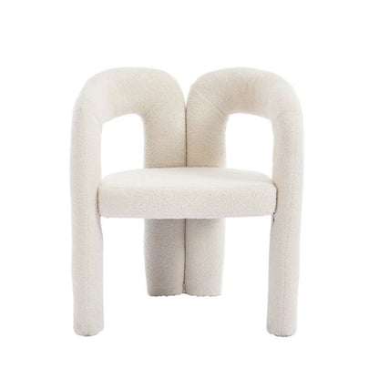 COOLMORE Contemporary Designed Velvet Fabric Upholstered Accent/Dining Chair Beige Teddy Armchair Set of 2-海智集-Default-