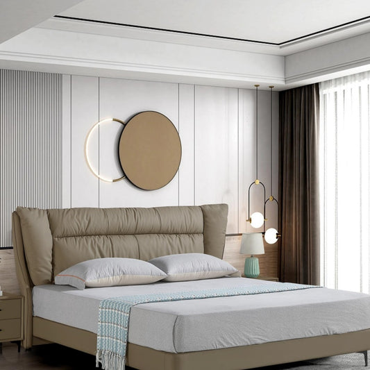 Luo LAN Series Genuine Leather Bed RC-5813 (Single bed without bedside table)-海智集-
