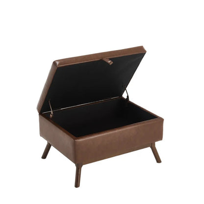 Mid-century modern square coffee table storage bench, assembled, suitable for living room, entryway and family room, used as a coffee table, stirrups, shoe bench-海智集-Default-