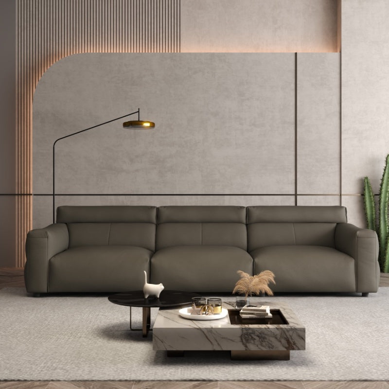 Executive Leather Sofa Set | Top-Grain Leather for Premium Lobbies-海智集-