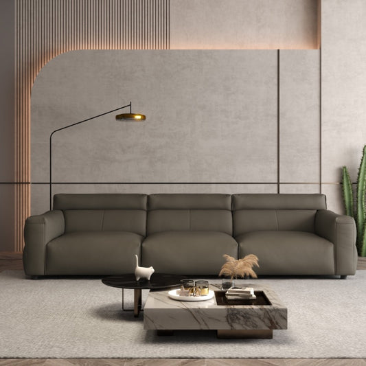 Executive Leather Sofa Set | Top-Grain Leather for Premium Lobbies-海智集-