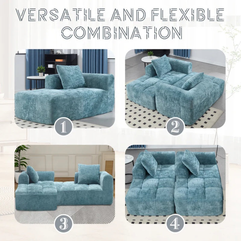 UNITED WE WIN Chenille Loveseat Sofa,Minimalist Modular Couches Sleeper for Living Room Bedroom Apartment Lounge-海智集-Default-