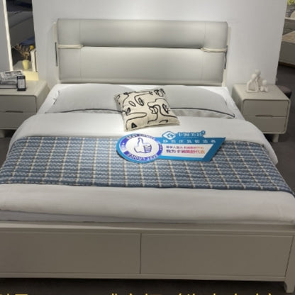 Noiseless Slatted Leather Bed | Motion-Isolated for Light Sleepers-海智集-