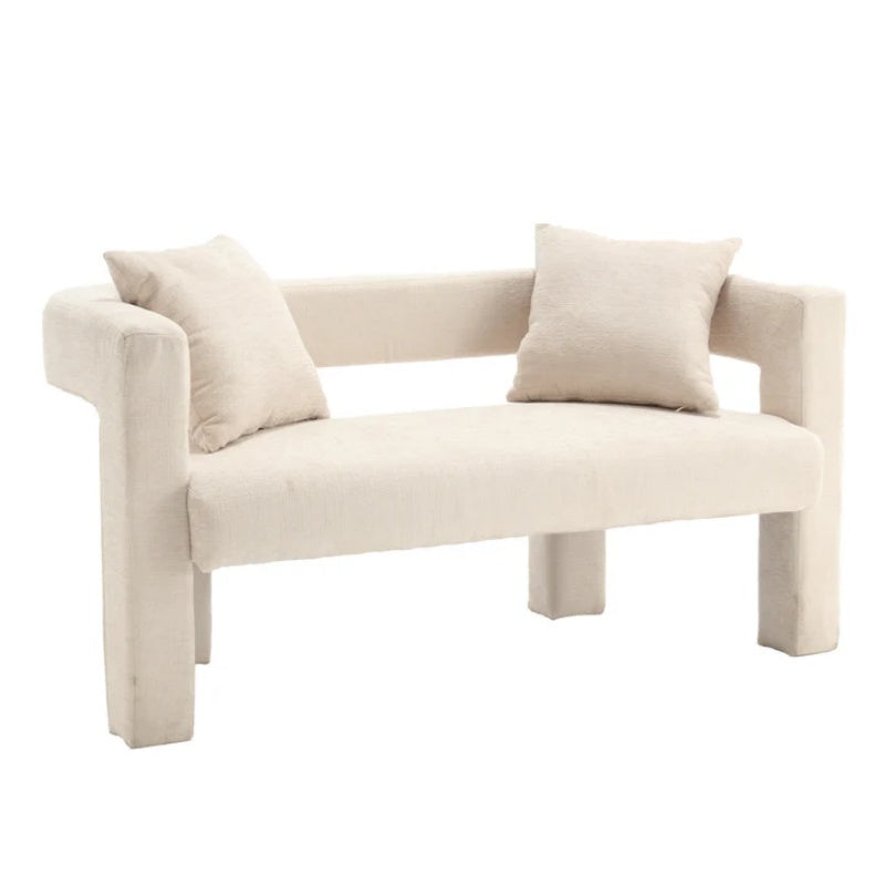 Modern Chenille Loveseat Sofa, Comfy Upholstered 2-Seater Sofa, Beige Chenille Fabric, 51.18'' H x 23.62'' W x 25.59'' D-海智集-Default-