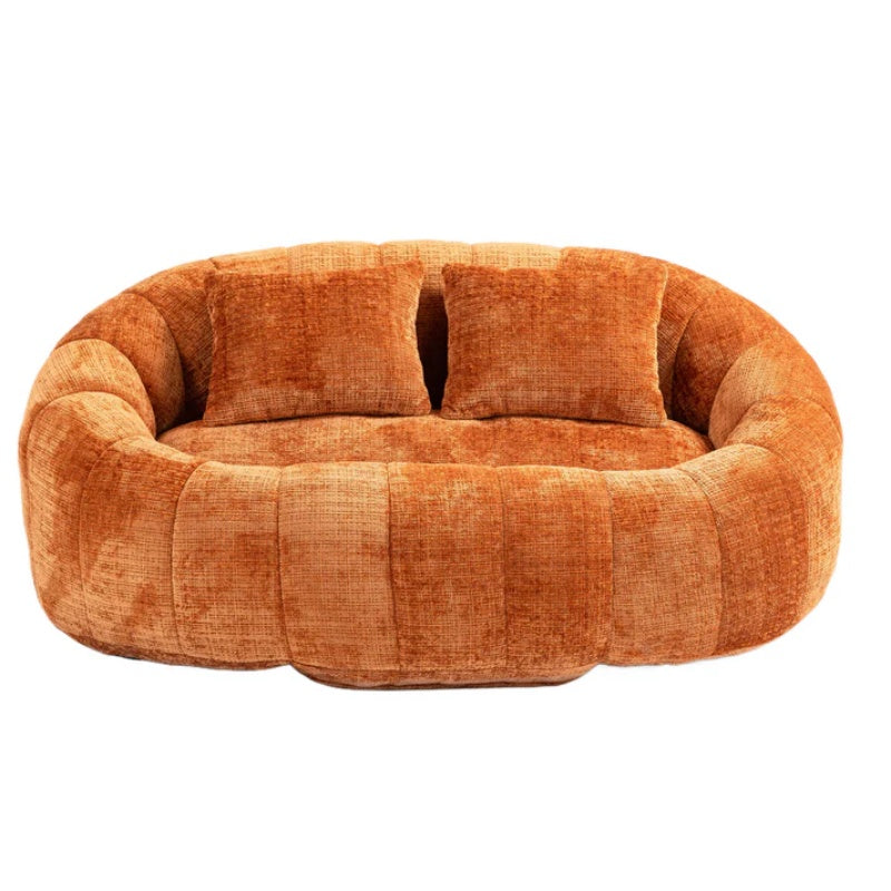 Durable Comfort High Back Bean Bag Sofa Lounger for Adults and Kids, Indoor & Outdoor, Orange Chenille-海智集-Default-