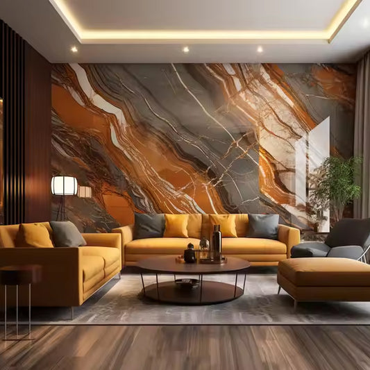 17th Century Decorative PVC Marble Wall Panels 3000mm Modern WPC SPC Wall Board for Hotel Interior Waterproof Stripes Pattern-海智集-