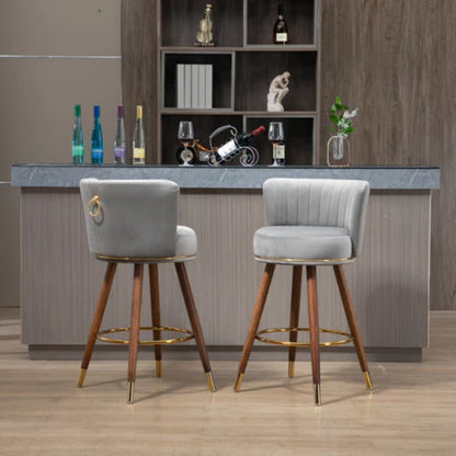 COOLMORE Counter Height Bar Stools Set of 2 for Kitchen Counter Solid Wood Legs with a fixed height of 360 degrees-海智集-Default-