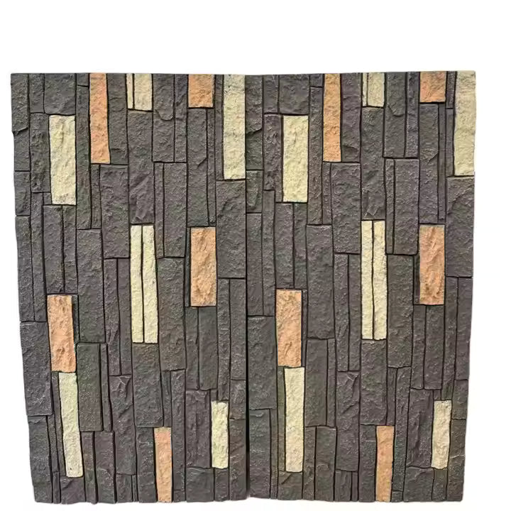 Panel Batu Batu PU Papak Besar Luaran Panel Batu Dinding Fauxl Ringan untuk Dinding Pelapis