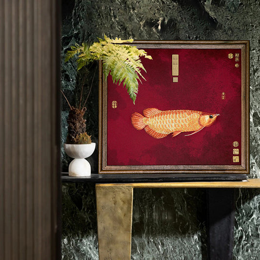Decorative Art-Golden Dragon Fish Scroll 1-海智集-