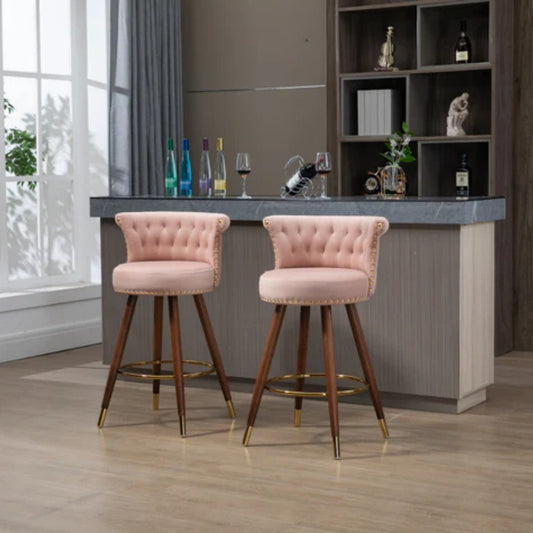 COOLMORE Swivel Bar Stools with Backrest Footrest ，with a fixed height of 360 degrees-海智集-Default-