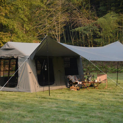 9.8 x13ft with canopy, Inflatable Camping Tents with Hand Pump, Air Glamping Tents, Easy Setup Waterproof and Windproof Blow up Tent Army green-海智集-Default-