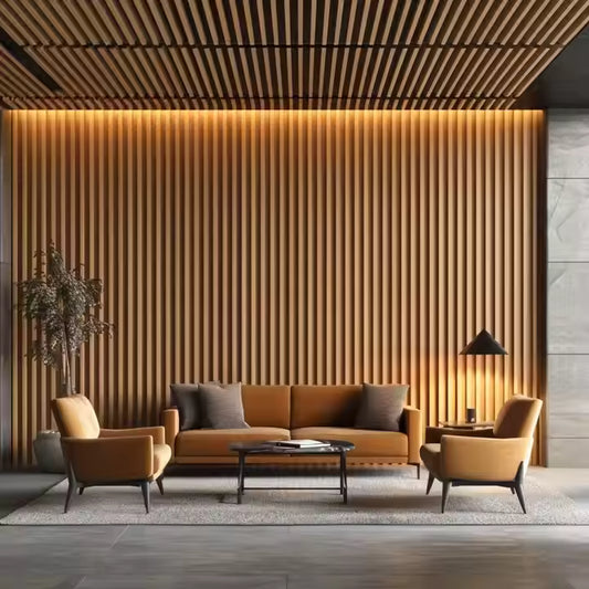 Panel Dinding Gelombang 3D MDF Bercat Hiasan Dalaman Tersuai untuk Lobi Pawagam Hotel Restoran KTV