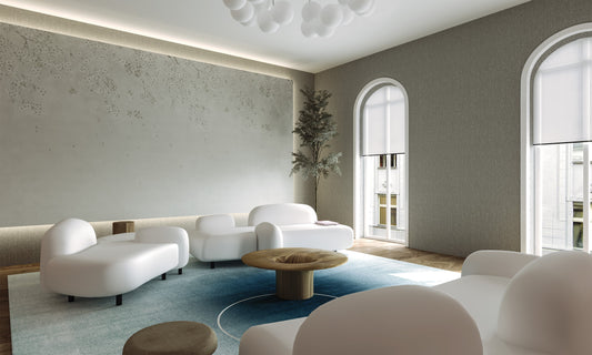 Flowers Bloom in the distance Wallpaper: A classical space created by embroidered wall fabric.-海智集-