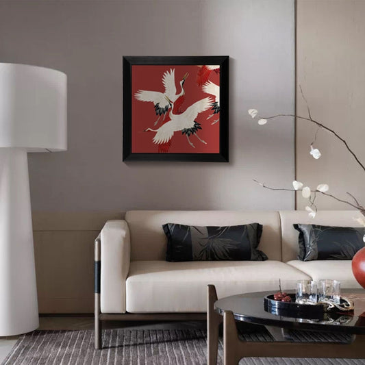 Decorative Art-Cranes Dancing in Crimson Clouds, Scroll I-海智集-