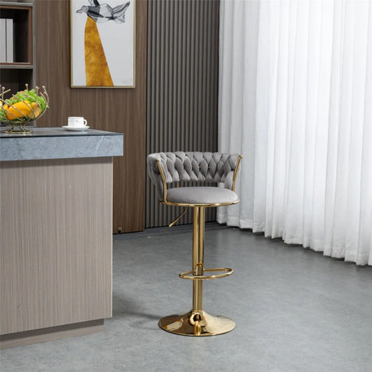 COOLMORE Swivel Bar Stools Adjustable Counter Height Chairs with Footrest for Kitchen, Dining Room-海智集-Default-