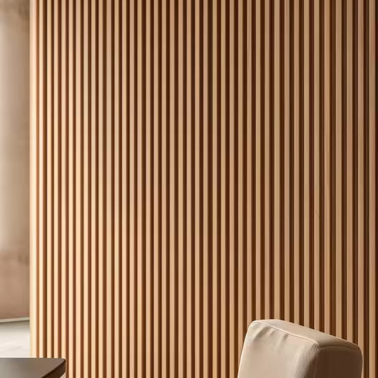 CE Custom 3D Moden Menyerap Bunyi Seni Eropah Siling Rumah Hitam PET Mdf Bilah Kayu Panel Akustik Dinding