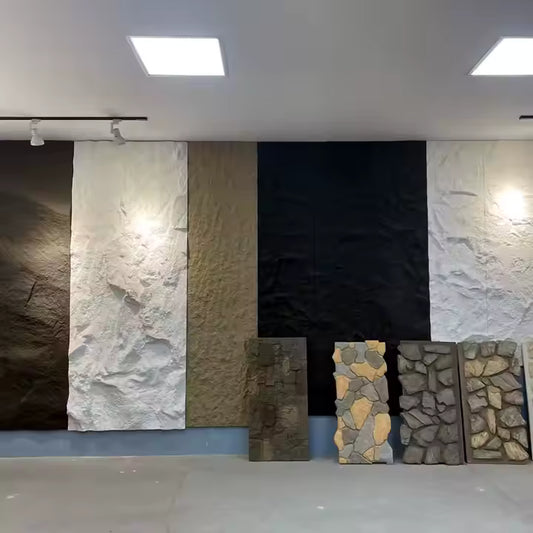 ألواح جدارية خارجية من الحجر الجيري ثلاثية الأبعاد مصنوعة من مادة البولي يوريثين الصناعي بمقاس 1200*600 مم